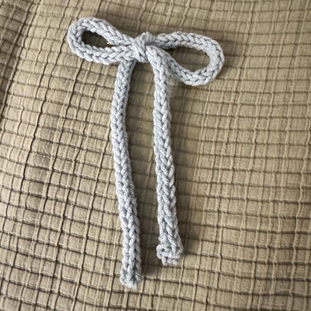 Handmade Baby Blue Crocheted Bow